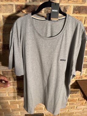 BOSS Light Gray Crewneck T-Shirt with Small Logo